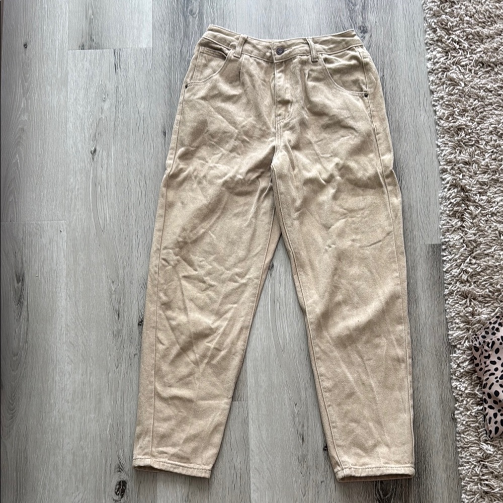 Beige denim (waist 25”, inseam 25.5”)